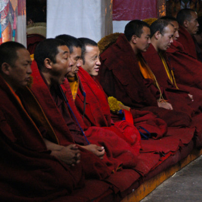 Monks chanting at Drepung Monastery, Lhasa